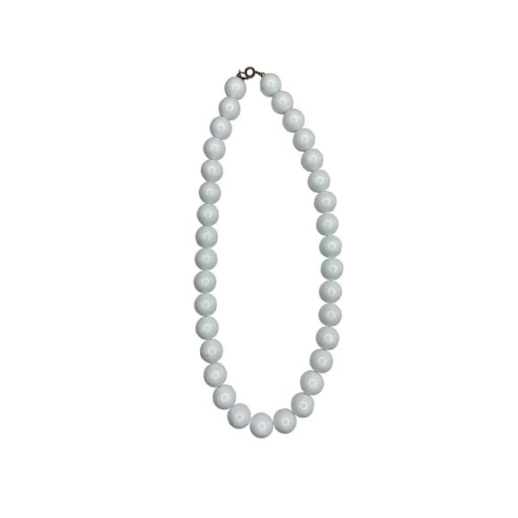 Vintage Large White Lucite 6mm Beaded Necklace Clavicle Retro Women's 10… - Picture 1 of 5